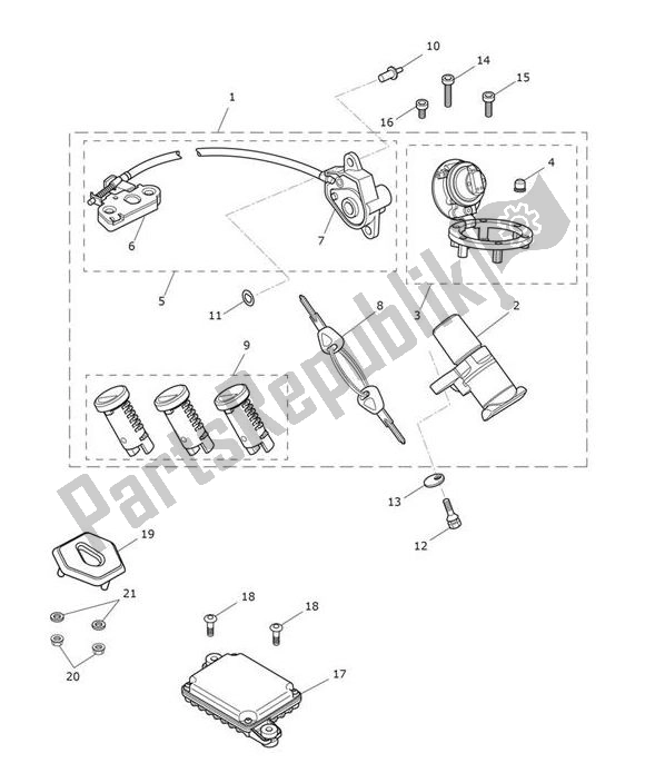 Toutes les pièces pour le Ensemble De Serrure du Triumph Tiger Sport From VIN 750470 1050 2021 - 2024