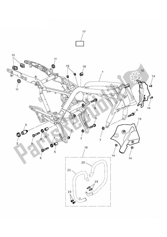 All parts for the Main Frame Assembly of the Triumph Rocket III Touring 2294 2008 - 2017