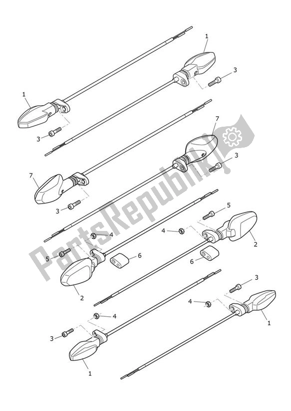 Alle onderdelen voor de Indicator van de Triumph Tiger 1200 GT Explorer 1215 2022 - 2024