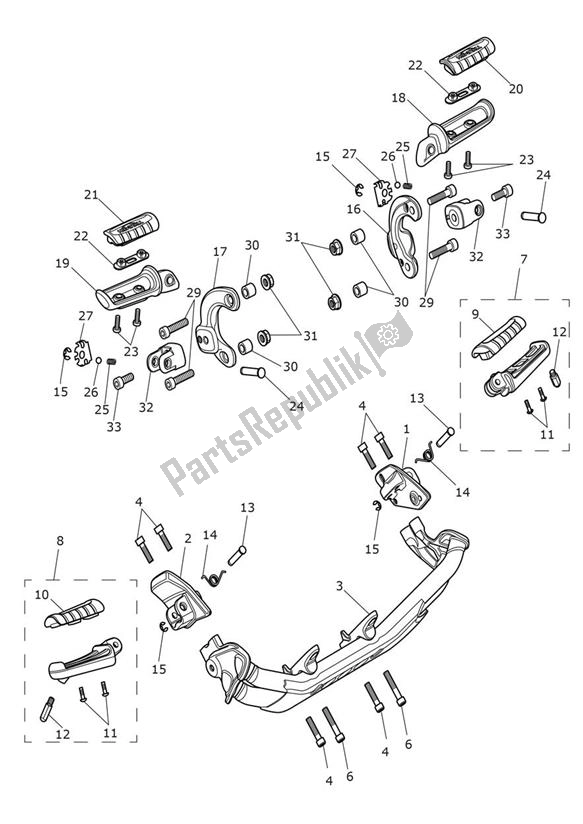 Todas las partes para Reposapiés de Triumph Speedmaster 1200 From AC 1201 2022 - 2024