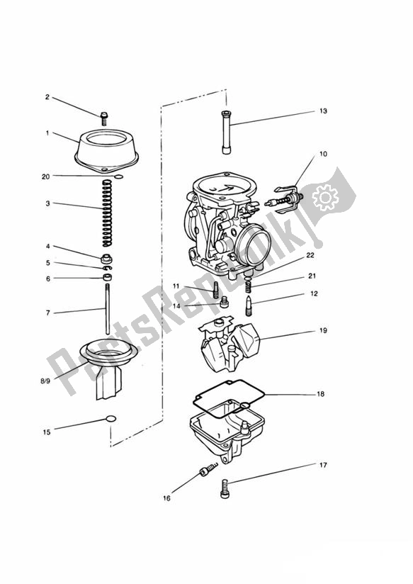 All parts for the Carburator Parts Mikuni 1240127-t of the Triumph Trident 750 & 900 748 1990 - 1998