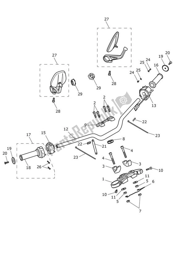 All parts for the Handlebar Switch of the Triumph Street Triple RS UP TO VIN 965682 765 2017 - 2020