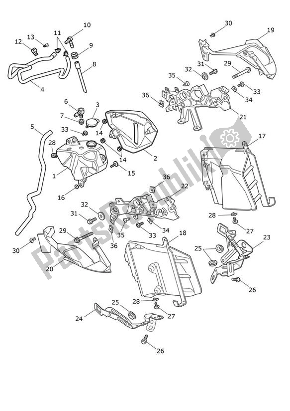 All parts for the Cooling Fairing of the Triumph Tiger 1200 GT PRO 1215 2022 - 2024