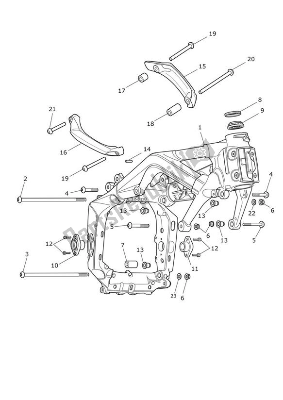 All parts for the Main Frame Assembly Rx of the Triumph Street Triple R & RX From VIN 560477 675 2012 - 2016