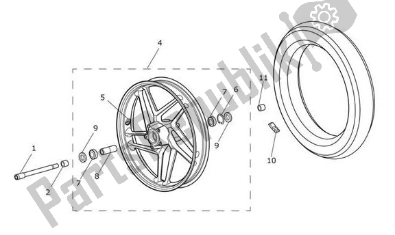 All parts for the Front Wheel of the Triumph Tiger 1200 XRX 1215 2018 - 2020