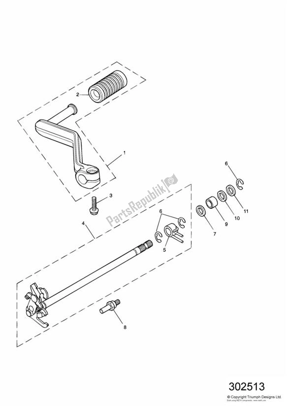 Toutes les pièces pour le Gear Selection Shaft du Triumph Speed Triple 955I From VIN 141872 2002 - 2004