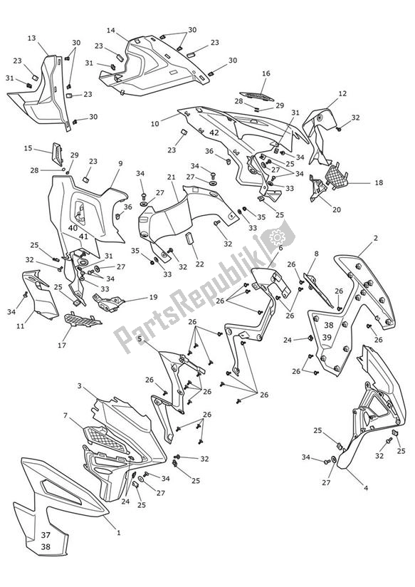 Alle onderdelen voor de Fairing Laterally van de Triumph Tiger 1200 GT Explorer 1215 2022 - 2024