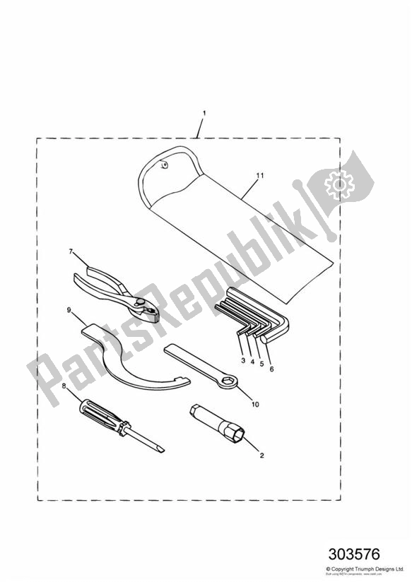 Alle onderdelen voor de Toolkit van de Triumph Sprint ST 955I From VIN 139277 2002 - 2004