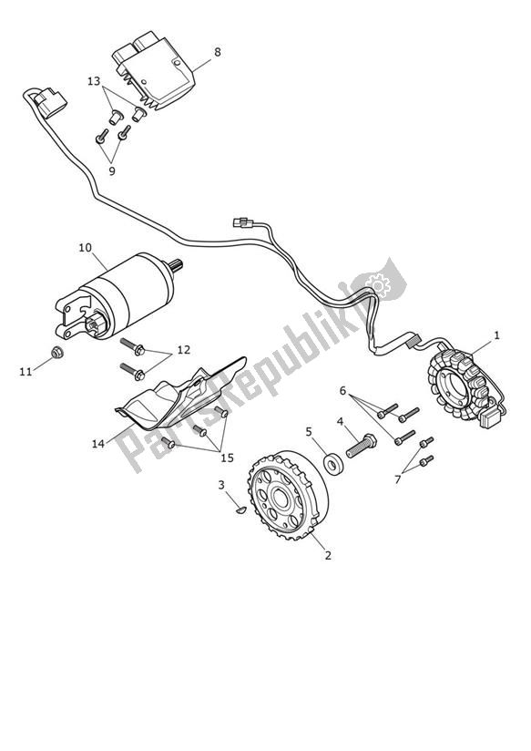All parts for the Starter Generator of the Triumph Tiger 1200 GT 1215 2022 - 2024