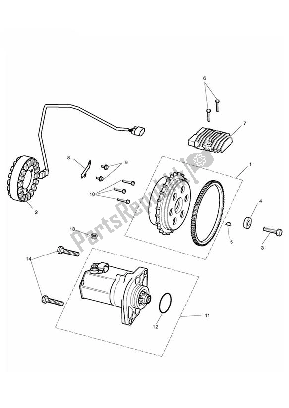 All parts for the Starter Generator of the Triumph Rocket III Touring 2294 2008 - 2017