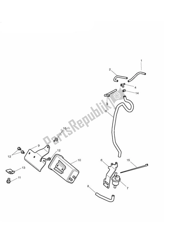 All parts for the Evap System of the Triumph Street Triple R UP TO VIN 560476 675 2008 - 2012