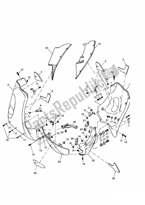 All parts for the Fairing Laterally of the Triumph Sprint ST 955I UP TO VIN 139276 1999 - 2001