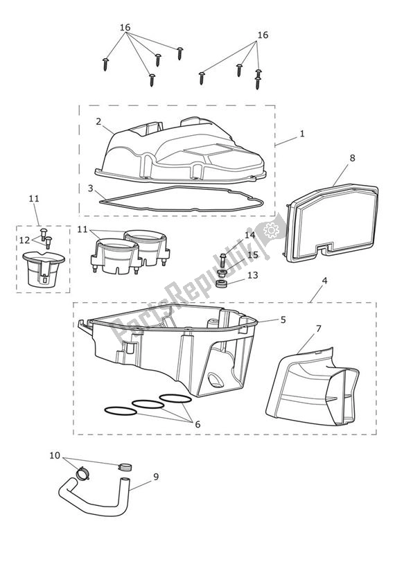 Toutes les pièces pour le Airbox (airfilter) du Triumph Daytona 675 From VIN 564948 2017 - 2018