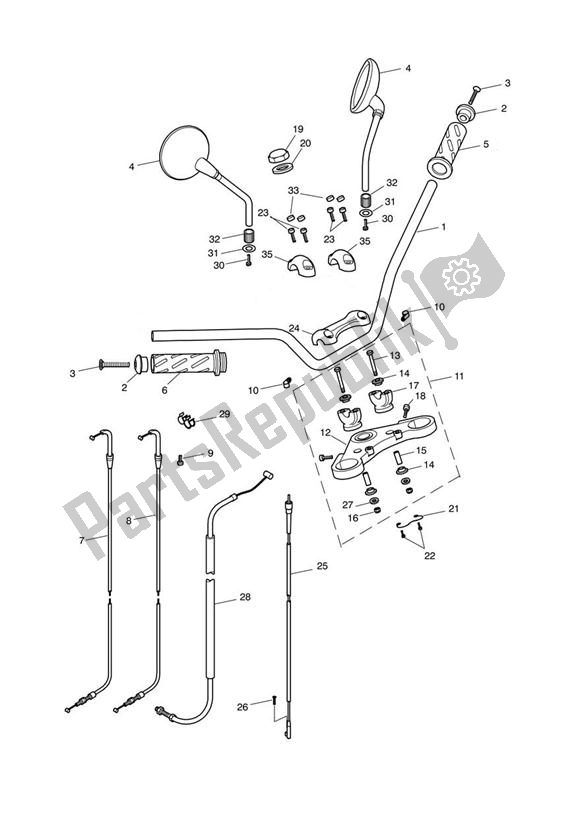 All parts for the Handlebar Switch of the Triumph Bonneville EFI UP TO VIN 380776 865 2008 - 2011