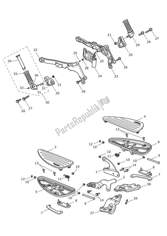 Todas las partes para Tablas De Pie de Triumph Thunderbird Commander 1699 2014 - 2016