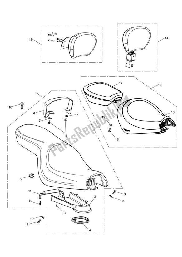 Alle onderdelen voor de Seats Up To Vin574820 van de Triumph Rocket III Touring 2294 2008 - 2017