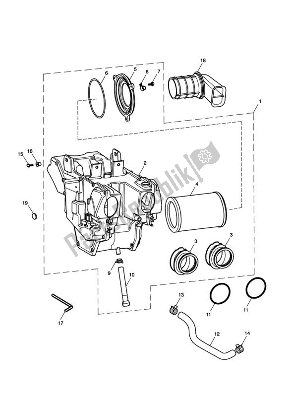 All parts for the Airbox (airfilter) of the Triumph Scrambler Carburator UP TO 2007 865 2006 - 2008