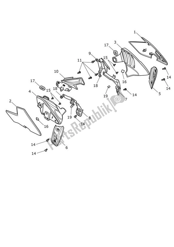 Wszystkie części do Fairing Laterally Triumph Street Triple S From VIN 803572-967906 765 2017 - 2020