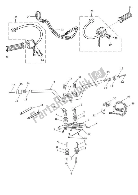 Todas as partes de Handlebar Switch do Triumph Tiger Sport UP TO VIN 750469 1050 2013 - 2021