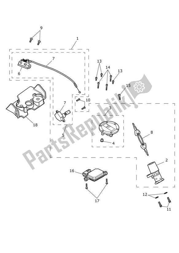All parts for the Lock Set of the Triumph Street Triple RS From VIN 966534 765 2020 - 2024