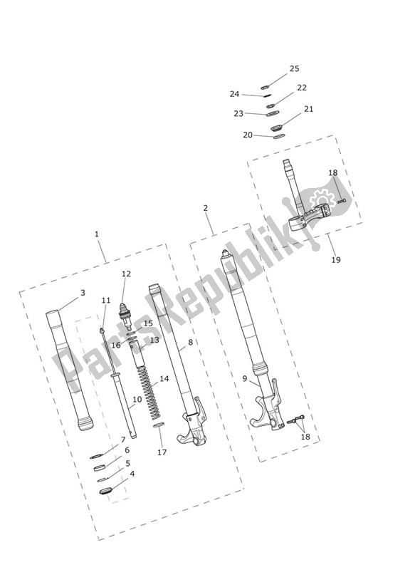 All parts for the Front Suspension of the Triumph Street Triple R & RX From VIN 560477 675 2012 - 2016