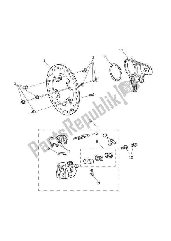 All parts for the Break Rear of the Triumph Tiger Sport UP TO VIN 750469 1050 2013 - 2021