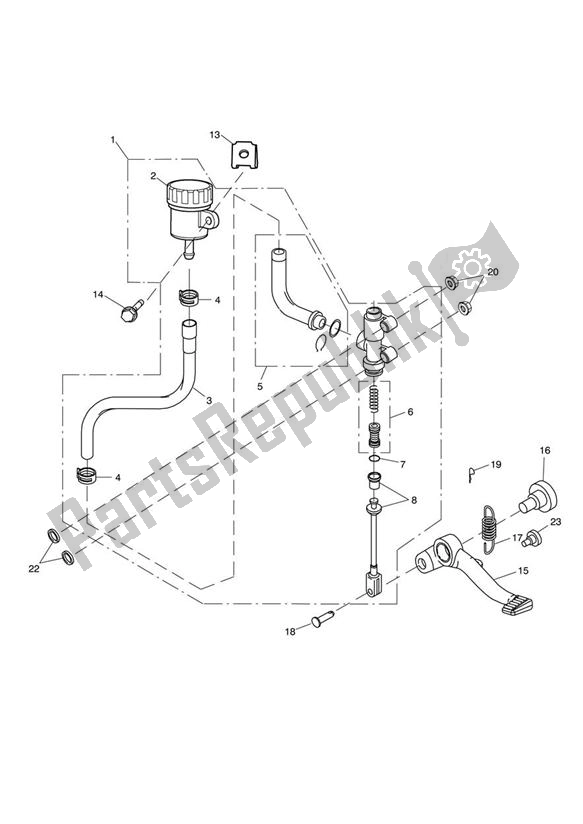 All parts for the Master Cylinder Assy Rear of the Triumph Sprint GT 1050 2011 - 2016