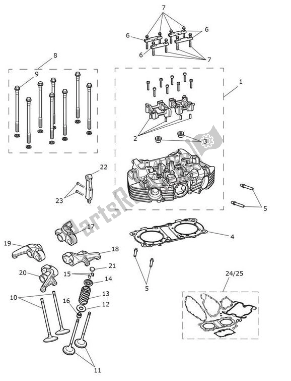 All parts for the Cylinder Head Valves of the Triumph Scrambler 1200 XC UP TO AE 9097 2019 - 2020