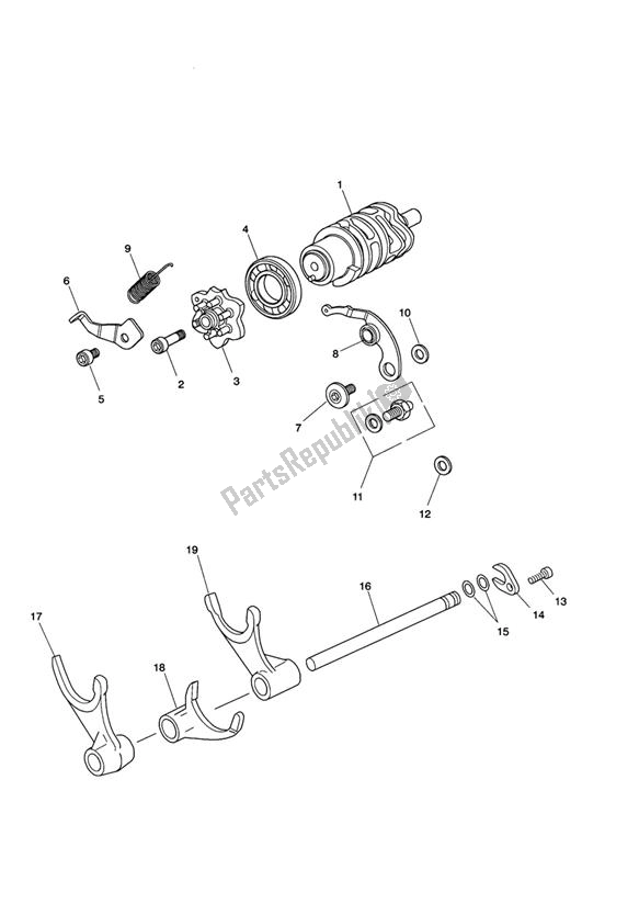 Wszystkie części do Gear Selector Drum From Engine340170 Triumph Speed Triple 1050 From VIN 333179 2011 - 2015