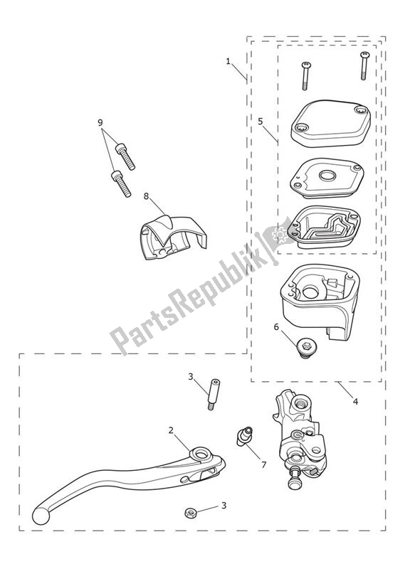 All parts for the Master Cylinder Assy Front of the Triumph Rocket 3 GT Black 2458 2021