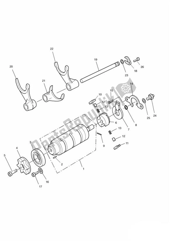 All parts for the Gear Selector Drum of the Triumph Tiger 885I T 709 1999 - 2001