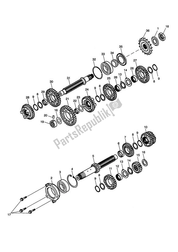 Todas as partes de Gears Up To Engine330118 do Triumph Street Triple UP TO VIN 560476 675 2007 - 2012