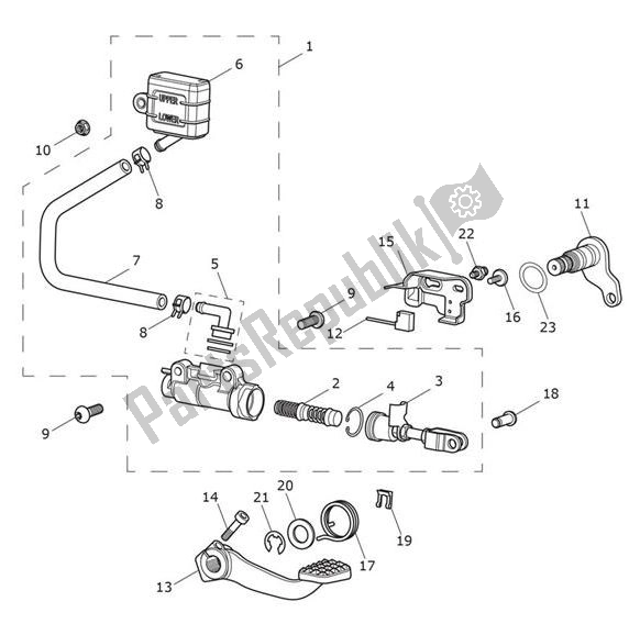 All parts for the Master Cylinder Assy Rear of the Triumph Bobber Black 1200 2018 - 2021