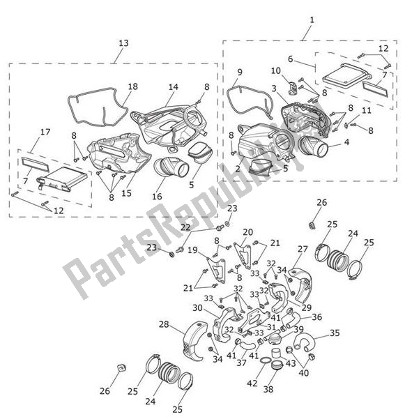 Todas as partes de Airbox (airfilter) do Triumph Bobber UP TO AC 1195 1200 2017 - 2018