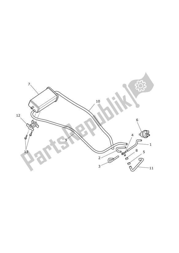 Wszystkie części do System Odparowywania Triumph Street Triple R & RX From VIN 560477 675 2012 - 2016