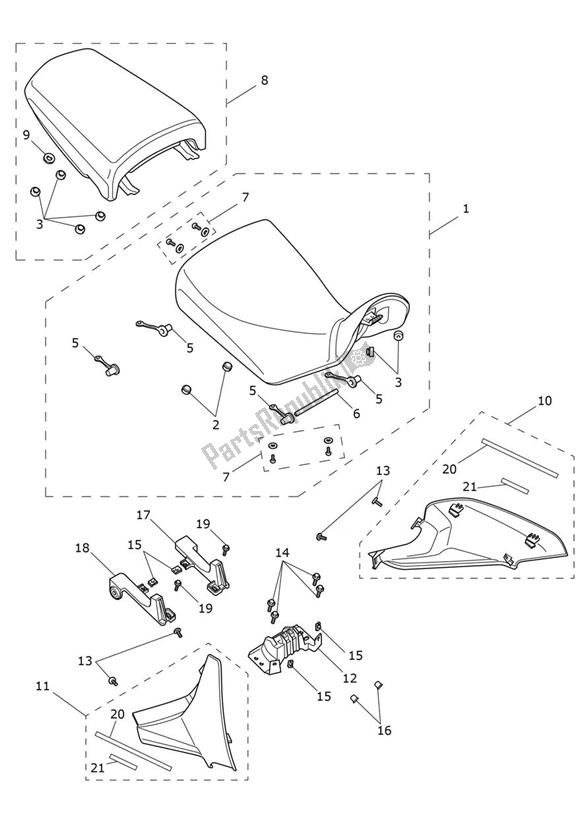 Tutte le parti per il Seats del Triumph Tiger 850 Sport 888 2021 - 2024