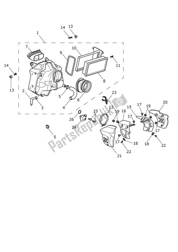 All parts for the Airbox (airfilter) of the Triumph Scrambler 1200 XC From AE 9098 2021 - 2024