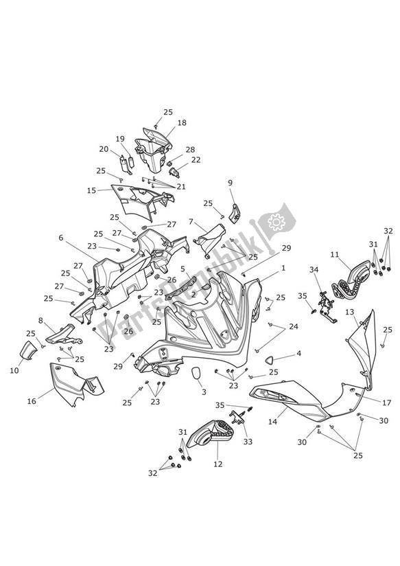 All parts for the Cockpit Mirror of the Triumph Trophy 1215 2013 - 2017