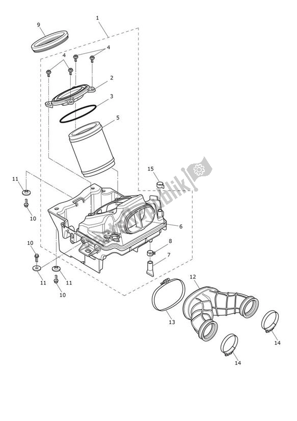 All parts for the Airbox (airfilter) of the Triumph Thunderbird Commander 1699 2014 - 2016
