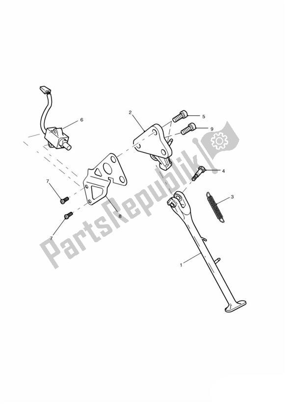 Todas as partes de Descanso Lateral do Triumph Daytona T 595 / 955I 1997 - 2001