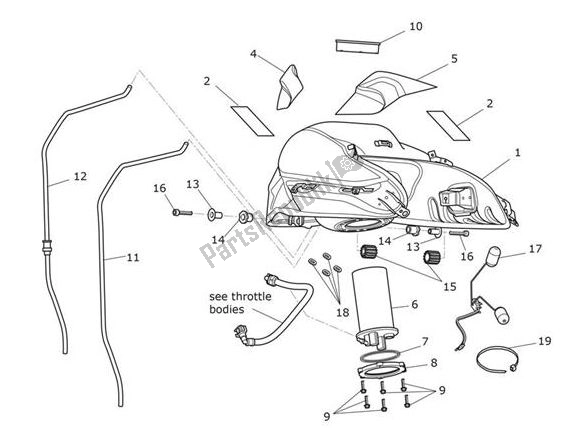 Todas as partes de Tanque De Combustível do Triumph Tiger XR From VIN 855532 1215 2018 - 2020
