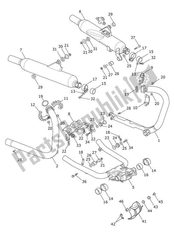 Alle onderdelen voor de Uitlaat van de Triumph Bonneville T 120 From AC 6130 +chrome & Goldline 1200 2021 - 2024