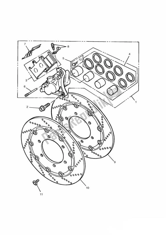 Toutes les pièces pour le Break Front 3zylinder From Vin009083 du Triumph Trophy UP TO VIN 29155 1215 2012 - 2017