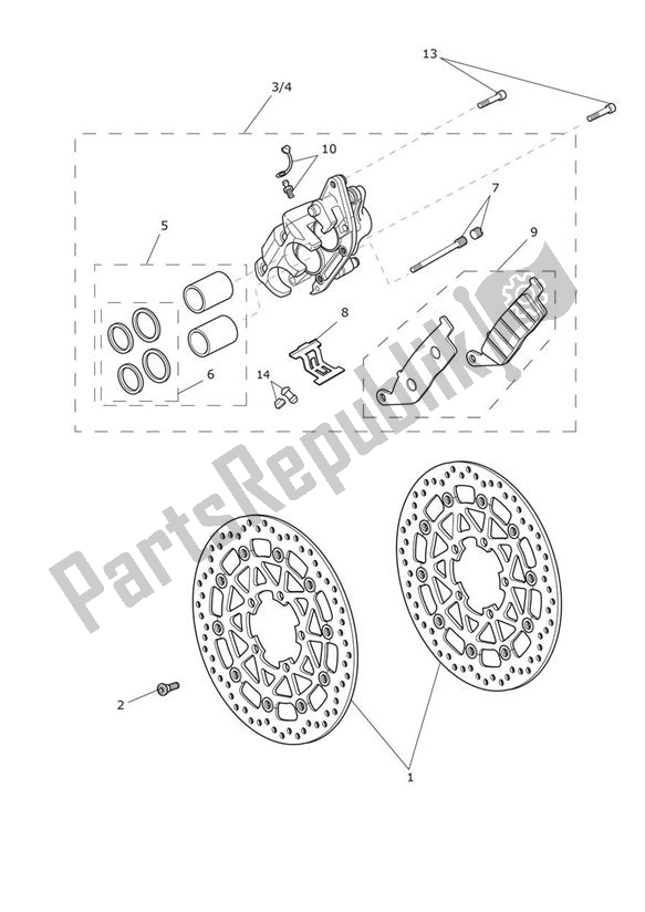 All parts for the Break Front of the Triumph Tiger 800 XC 2010 - 2020