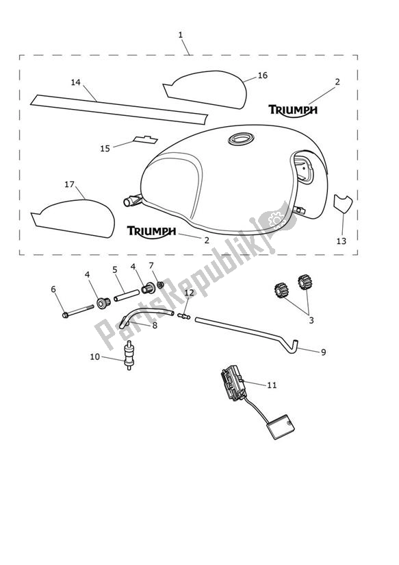 Tutte le parti per il Fueltank Matt Pacific Blue - Street Scrambler From Vin Ab9837 del Triumph Street Scrambler From AB 9837 900 2019 - 2021