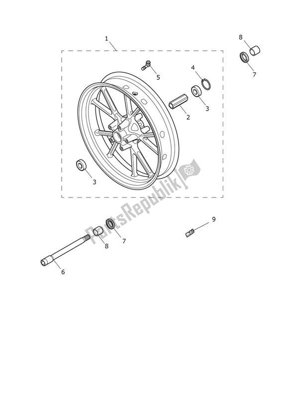 All parts for the Front Wheel of the Triumph Speed Triple 1200 RR 1160 2021 - 2024