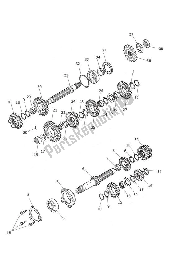 All parts for the Gears of the Triumph Tiger XCX UP TO VIN 855531 1215 2015 - 2017