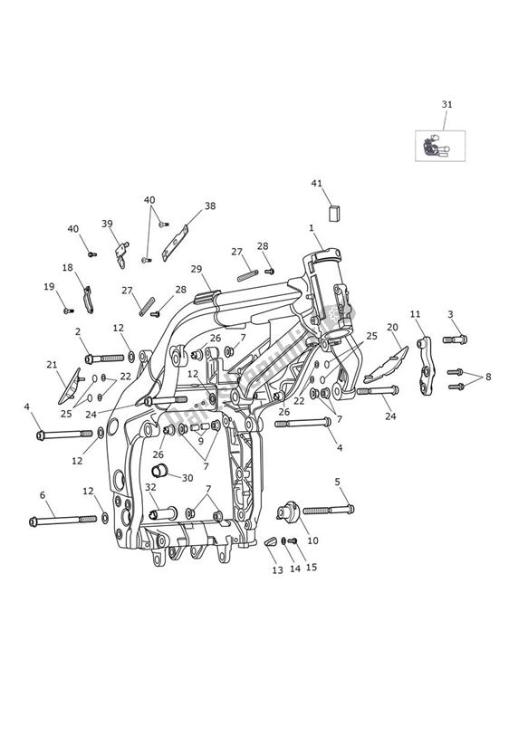 Tutte le parti per il Main Frame Assembly Without Bar del Triumph Tiger Sport UP TO VIN 750469 1050 2013 - 2021