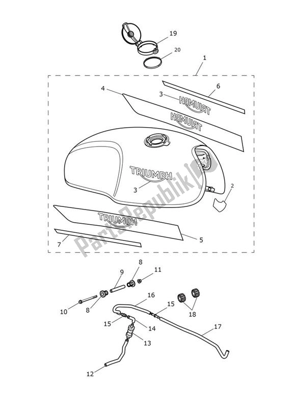 Tutte le parti per il Fueltank - Speed Twin From Vin Ae2311 del Triumph Speed Twin From VIN AE 2311 1200 2021 - 2024