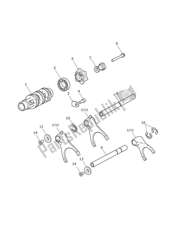 Tutte le parti per il Gear Selector Drum Gear Selector Forks - Explorer Xr del Triumph Explorer XR 1215 2012 - 2019